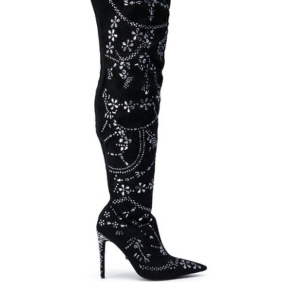 AZALEA WANG " PIECES OF A DREAM " STILETTO BOOT IN BLACK SUEDE(BRAND NEW !!!!!!! - Picture 6 of 10